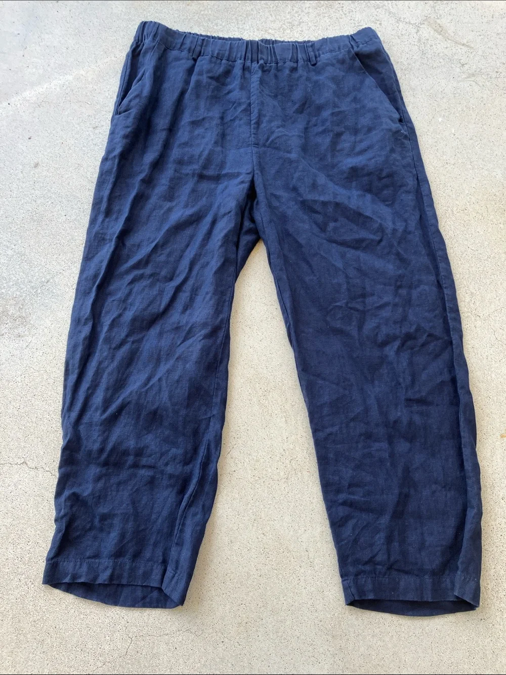 Quince Deep Navy European Linen Pants, XL